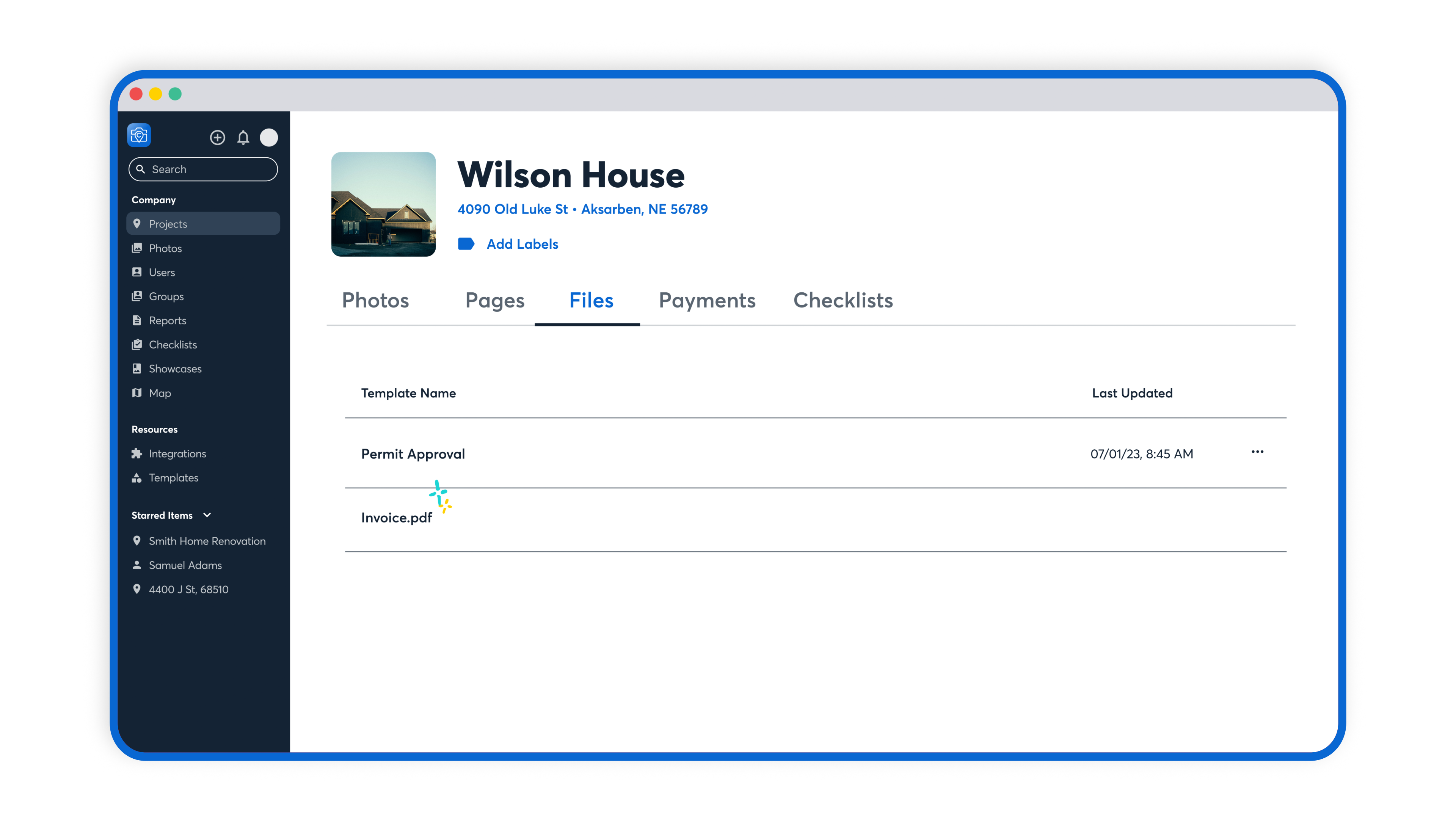 upload documents view on desktop screen