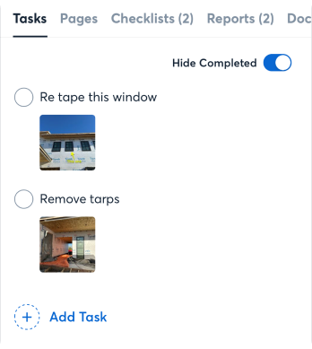 project task list for items that need to be completed