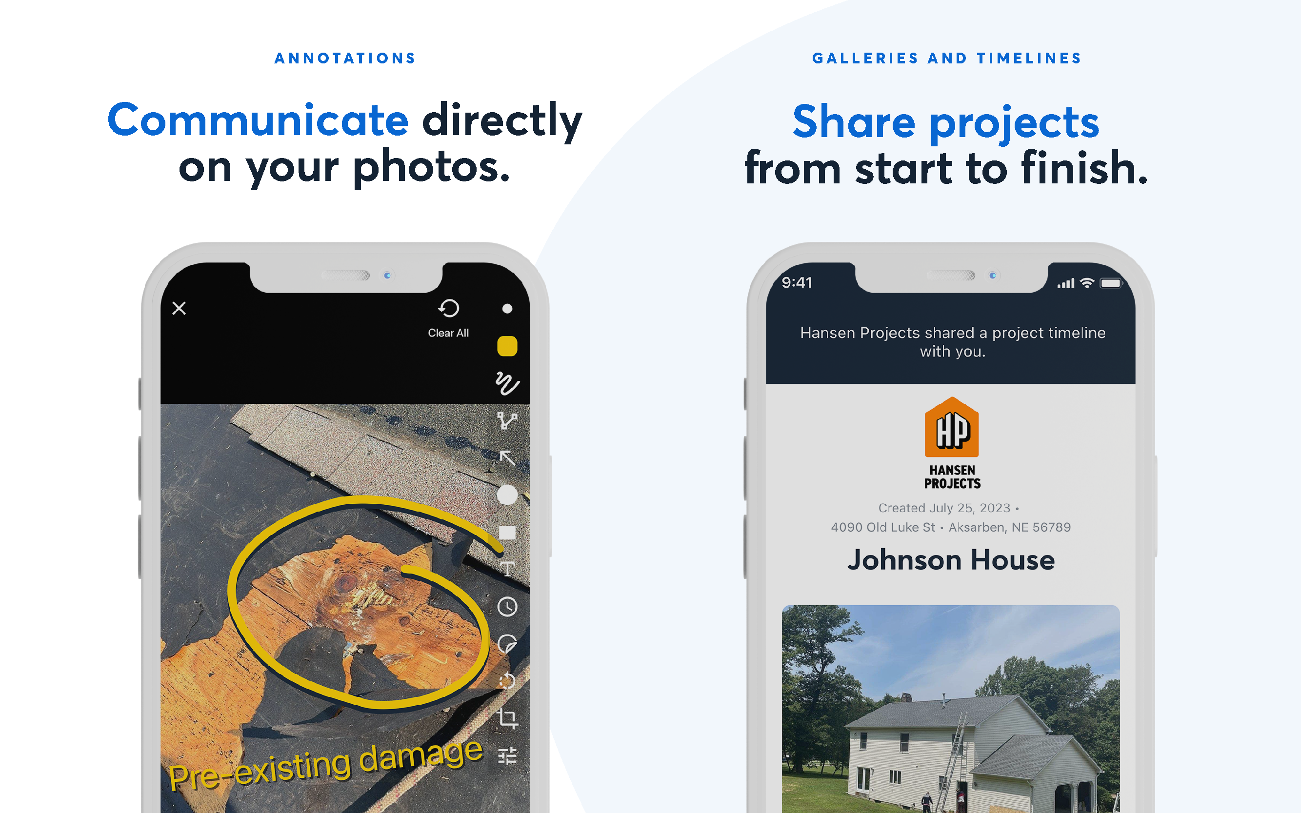 User views annotations and project timeline in construction app.