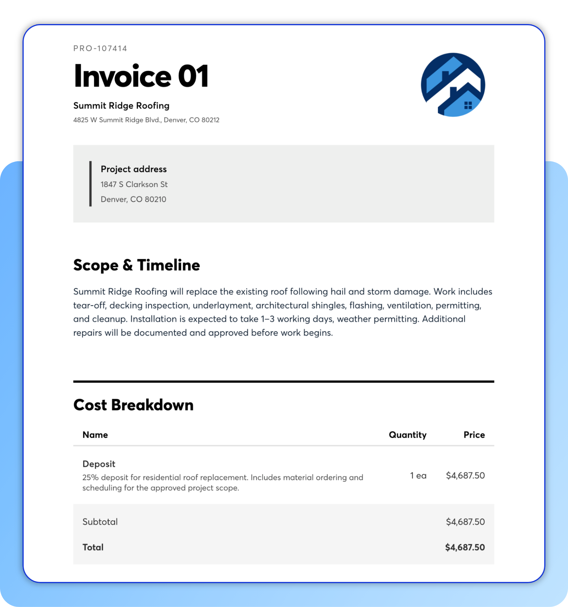 Invoice Deposit Company Cam