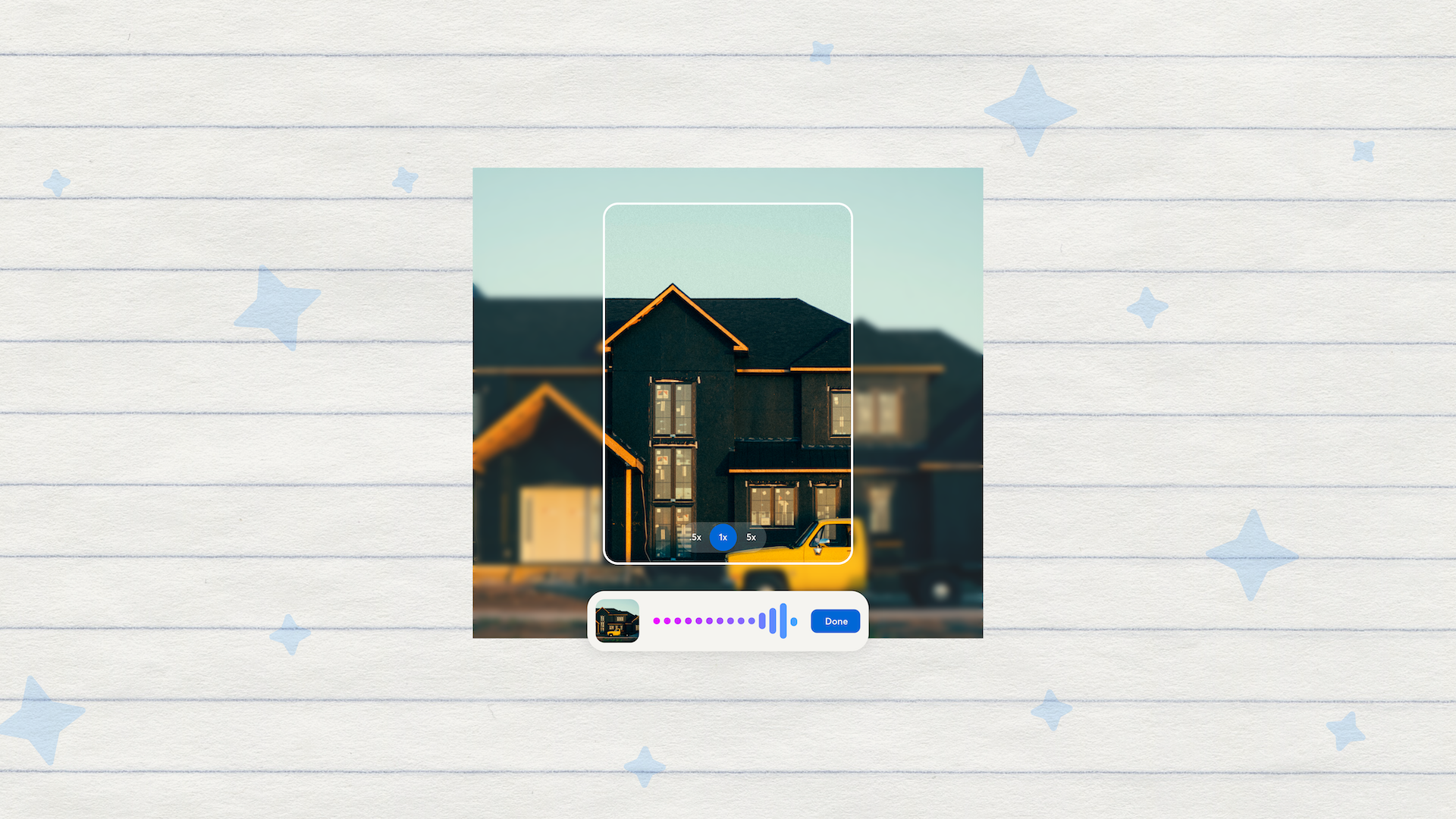 CompanyCam AI adding voice captions to a house photo for jobsite documentation