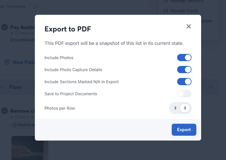 export and share checklists as PDF