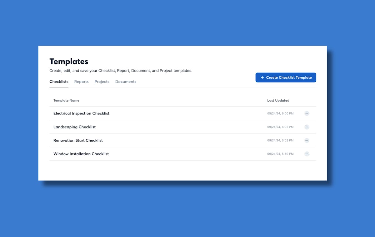 Checklist templates