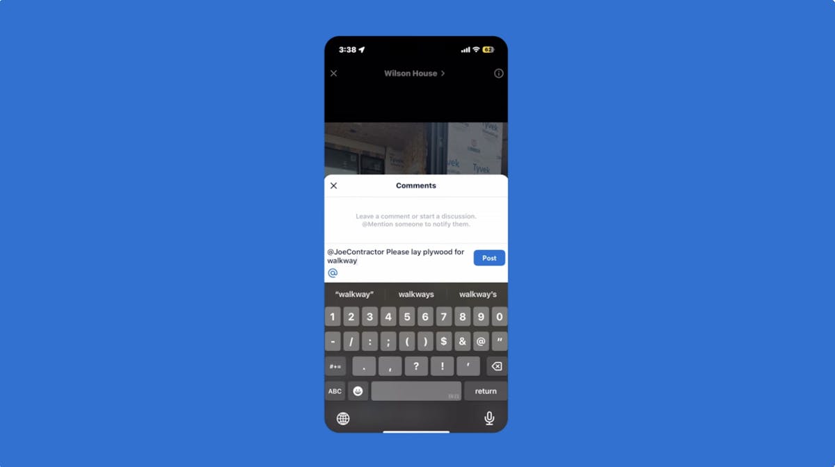 communicating with your team on companycam via the app