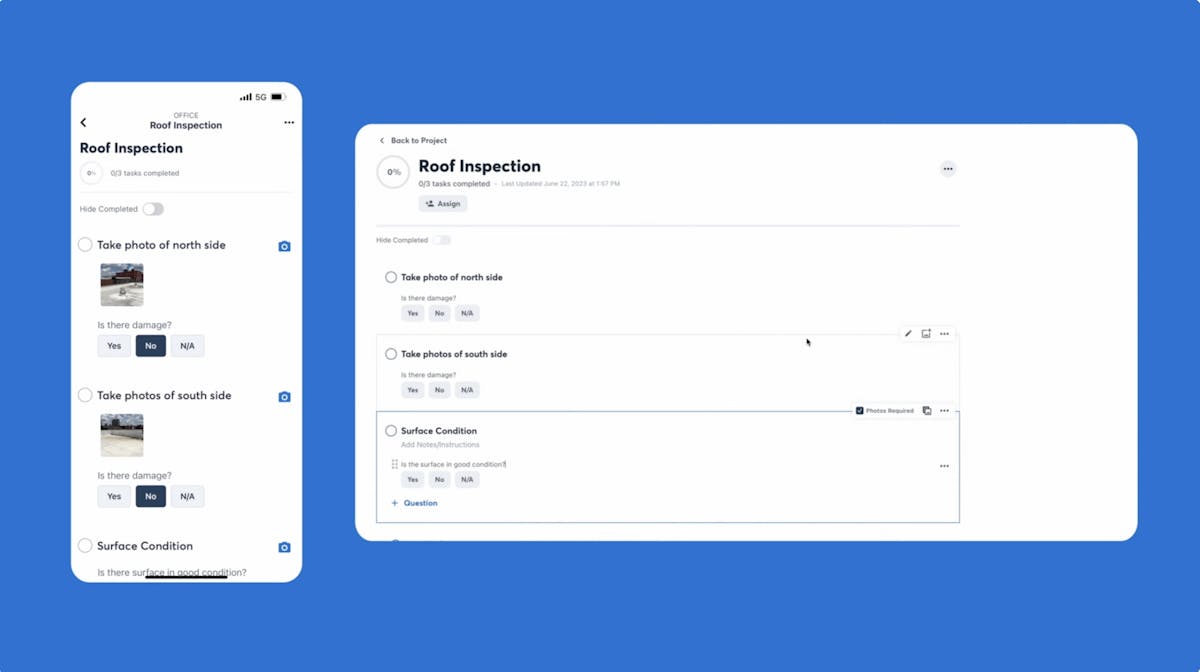 job site checklist on mobile and desktop