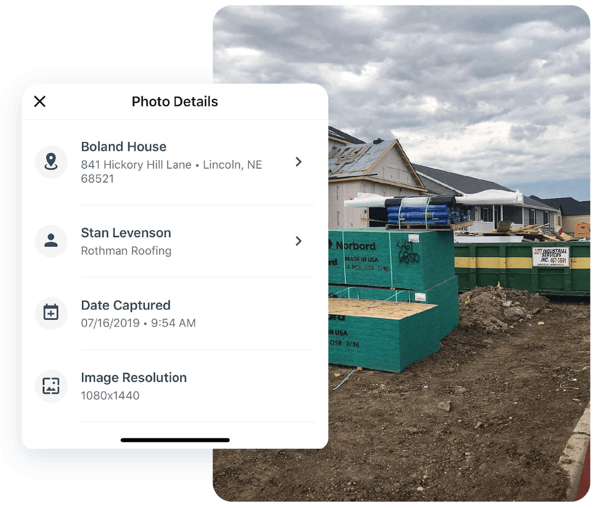 Companycam photo details UI